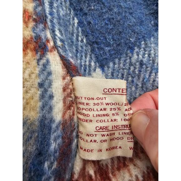 Vtg Women's XS Tan Trench Coat w/Detachable Blue Plaid Wool Liner & Collar - Picture 5 of 16